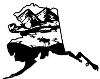 Alaska State Metal Wall Art: Mountain Landscape Decoration