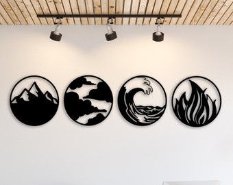 Four Elements Metal Wall Art: Nature Inspired ACM Decoration