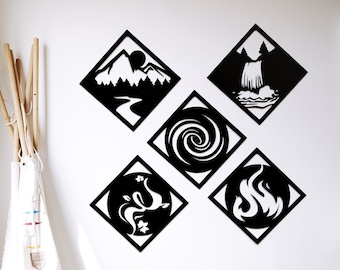 Five Elements Metal Wall Art: Handcrafted Home Decor