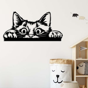 Peeking Cat - Metal Wall Art / Housewarming Gift / Home Decor / Metal Wall Decoration / Mountain Metal Wall Art, ACM