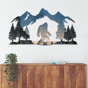 Yosemite Night Bigfoot - Metal Wall Art / Housewarming Gift / Home Decor / Metal Wall Decoration / Sasquatch Wall Art / Bigfoot Wall Decor