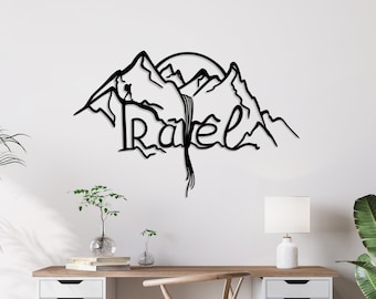 Mountain Metal Wall Art: Rustic Hiking Landscape Decor