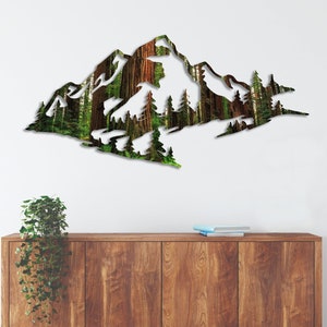 Redwood Mountain Range Metal Wall Art: Nature-Inspired Home Decor