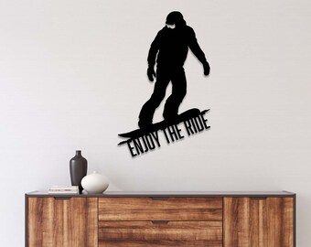 Snowboarder Metal Wall Art: 'Enjoy The Ride' Home Decor