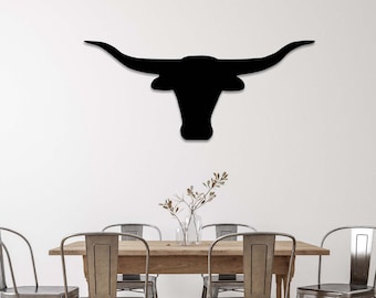 Texas Longhorn Metal Wall Art: Fade-Resistant ACM Decoration