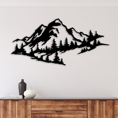 Mountain Metal Wall Art Decor Mountain Range View Nature and Etsy
