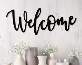Welcome Sign - Outdoor Metal Wall Art / Housewarming Gift / Metal Wall Decoration / Welcome Metal Word / Welcome Word Wall Art, ACM