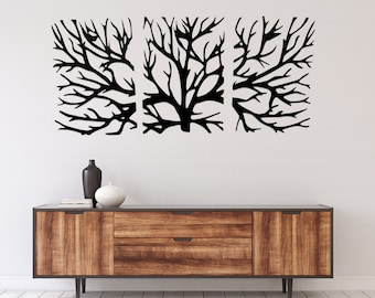 Tree Metal Wall Art: 3-Piece Forest Decor
