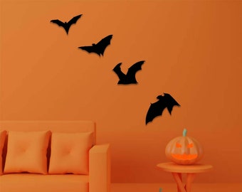 Halloween Bats Metal Wall Art: Indoor/Outdoor Decor