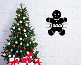 Gingerbread Man Metal Wall Art: Christmas Decor
