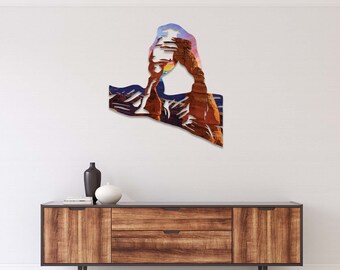Arches National Park Metal Wall Art: Travel Collection Illustration