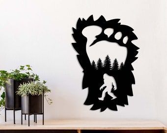 Bigfoot Footprint Metal Wall Art: Mountain Home Decor