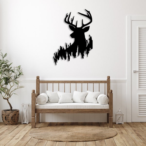 Deer In The Woods - Metal Wall Art / Housewarming Gift / Home Decor / Metal Wall Decoration/ Wildlife Decor/ Rustic Decor/ Statement Piece