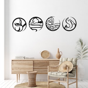 Four Elements Metal Wall Art: Earth, Air, Fire, Water