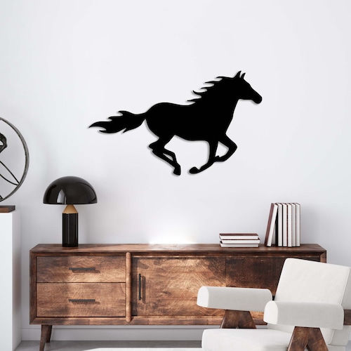 Horse Galloping Metal Wall Art Home Decor Handmade Etsy