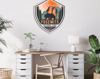 Yosemite National Park Metal Print Badge - Rustic Wall Decor