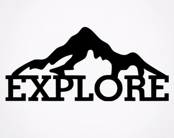 Explore Mountains Metal Wall Art: Rustic Wall Hanging