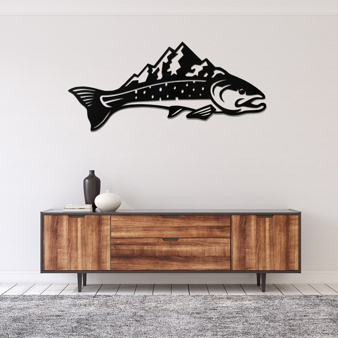 Trout Mountain Metal Wall Art Metal Wall Decoration Steelhead Trout