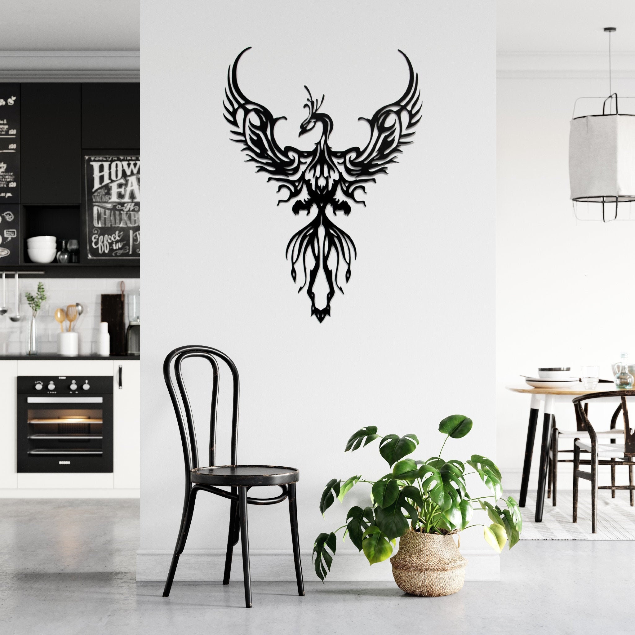Phoenix Metal Wall Art: Contemporary Mythical Bird Decor