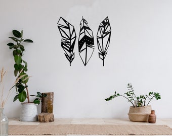 Geometric Feather Metal Wall Art – Modern Home Decor