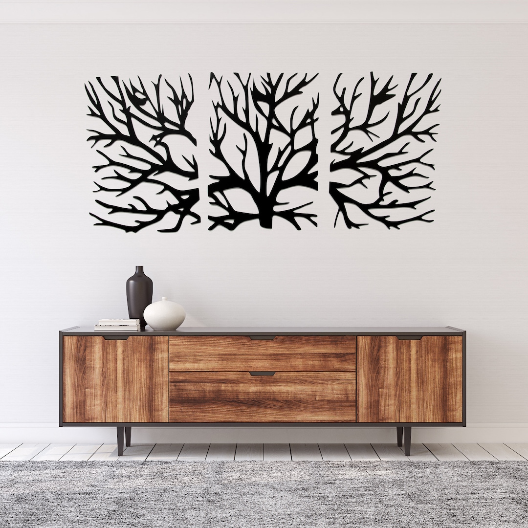 Tree Metal Wall Art Forest Wall Art Nature Lovers Gift Fireplace Decor ...