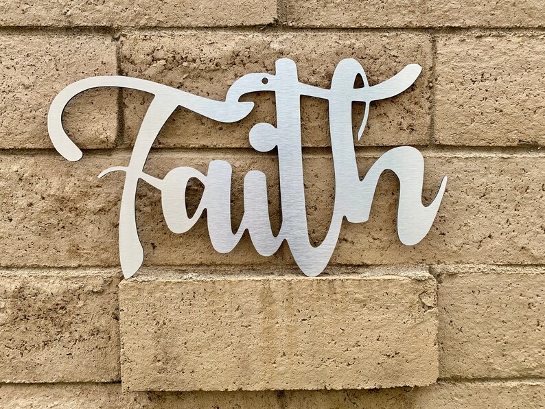 Faith Metal Word Sign / Word Wall Art / Cursive Wall Art / Etsy