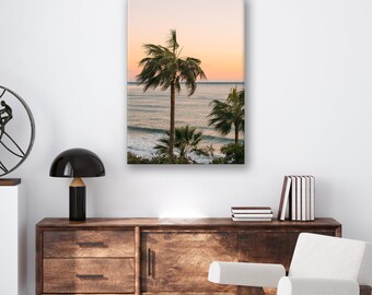 Ocean Palm Trees Print: Coastal Wall Art on Recycled Metal