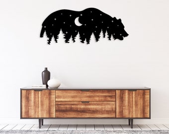 Moon Bear Metal Wall Art: Wildlife Silhouette, Original Artwork