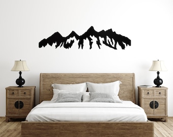 Teton Mountain Range Metal Wall Art: Modern Home Decor