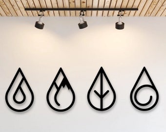 Four Elements Metal Wall Art – Housewarming Gift, Home Decor