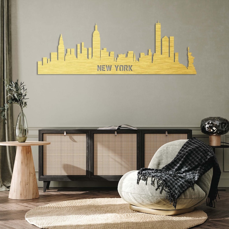 New York City Skyline Metal Wall Art / Housewarming Gift / Etsy