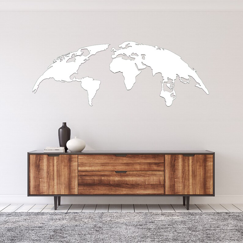 Metal World Map Metal Wall Sign Metal World Map Wall Art Etsy