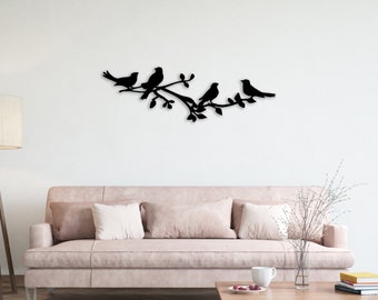 Birds on Branch Metal Wall Art: Housewarming Home Decor