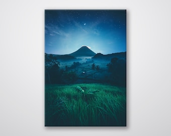 Night Grass Field Print: Large Romantic Aluminum Wall Art