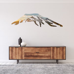 Sunrise Mt. Rainier Metal Wall Art: Cascade Mountain Silhouette