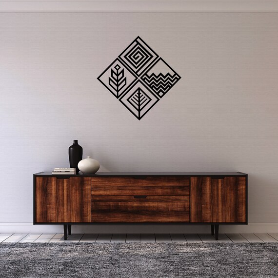 Four Elements Geometric Metal Wall Art Four Element Decor