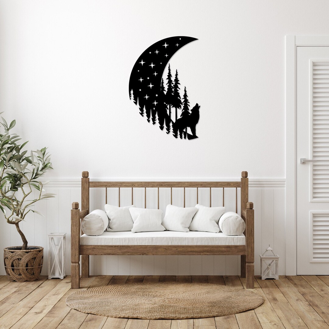 Howling Moon - Metal Wall Art / Housewarming Gift / Home Decor / Metal ...