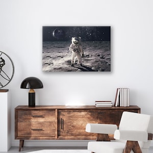 Moon Walk Print: Astronaut Wall Art on Recycled Metal