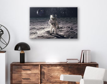 Moon Walk Print: Astronaut Wall Art on Recycled Metal