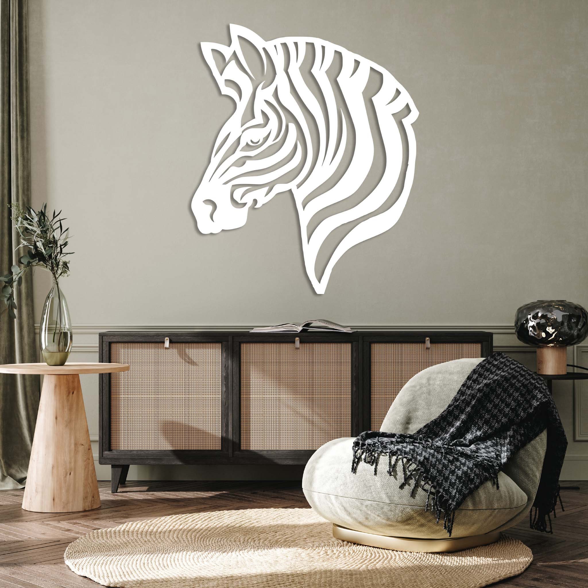 CIBONE x BYBORRE　「HANGING ART WALL」 Zebra Head - Metal Wall Art / Housewarming Gift / Home Decor
