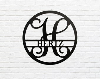 Personalized Last Name Metal Sign: Monogram Wall Decor