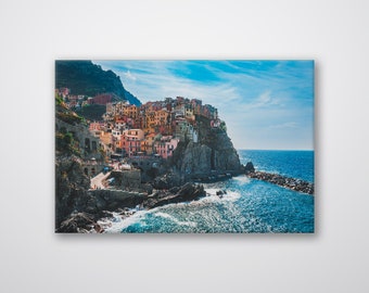 Cinque Terre Metal Wall Art Print: Italy Coastal View