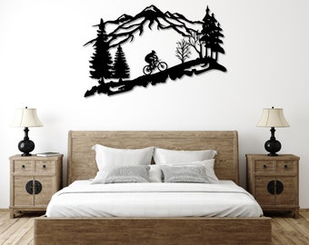 Mountain Biker Scenery - Metal Wall Art / Housewarming Gift / Home Decor / Metal Wall Decoration / Mountain Bike Metal Wall Art, ACM