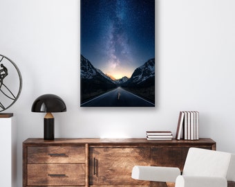 Open Road Print: Milky Way Mountain Landscape, Aluminum Wall Art