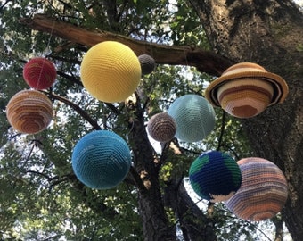 Crochet Solar System Planets - Educational Toy Set For Toddler, Montessori Crochet Baby Toys, Planet Toy Set, Amigurumi Solar System