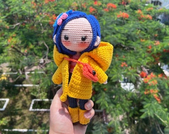 Crochet Coraline Doll - Coraline Jones Inspired Amigurumi - Caroline Plushie - Film, Movies, Novel, Game Plush Toys