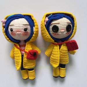 Custom Coraline Crochet Doll - Coraline Jones Inspired Amigurumi - Caroline Plushie - Film, Movies, Novel, Game Plush Toys