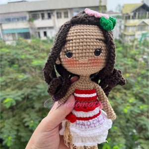 Crochet Princess Moana Plush Gift - Personalized Disney Princess Plushie - Moana Character Soft Toy - Princess Miniature Doll