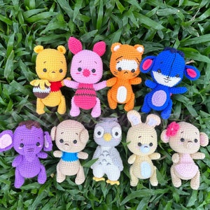 Crochet Winnie the Pooh and Friends Doll - Baby Winnie Pooh Bear Plush - Pooh, Piglet, Tigger, Eeyore, Roo - Toddler, Kid, Children Toy