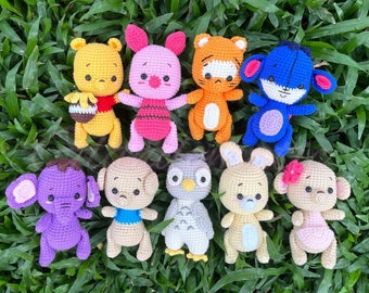 Crochet Winnie the Pooh and Friends Doll - Baby Winnie Pooh Bear Plush - Pooh, Piglet, Tigger, Eeyore, Roo - Toddler, Kid, Children Toy